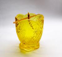 Лампада настольная жёлтая: стакан — стекло, художественная грань, поплавок, фитиль