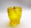 Лампада настольная жёлтая: стакан — стекло, художественная грань, поплавок, фитиль