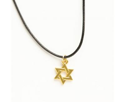 Кулон металлический на шнурке под золото Звезда Давида малая (15 мм)