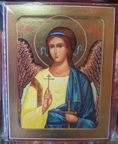 Икона Ангела Хранителя с мечом и восьмиконечным крестом. На дереве 125Х160 (Синопсисъ)