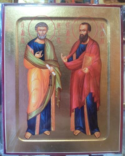 Икона Петра и Павла, апостолов. На дереве 125Х160 (Синопсисъ)