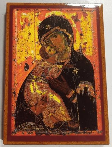 Владимирская икона Божией Матери (фотокопия подлинника) на дереве 7Х10 см