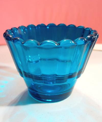 Стакан лампадный стеклянный голубой «Тюльпан» с ребром для подвешивания