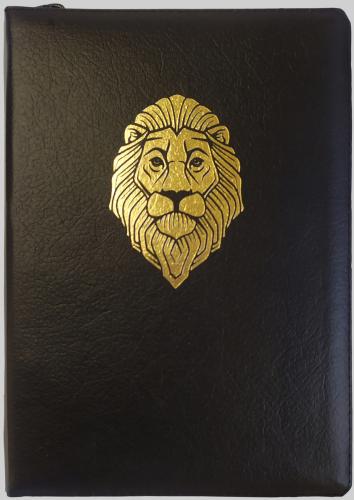 Библия каноническая 076ZTiG («Лев», черный переплет, рец. кожа, молн., золотой обрез, указ., Ваката)