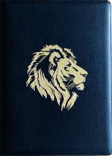 Библия каноническая 048zti (черн. кожаный пятн., золотой лев,золотой обр, молния, указ) 24048-1