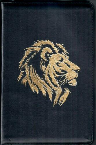 Библия каноническая 048zti (черн. кожаный., золотой лев,золотой обр, молния, указ) 24048-2