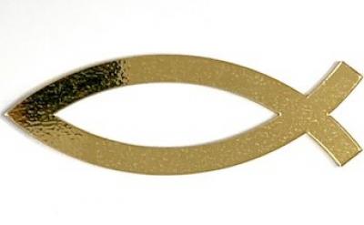 Наклейка объемная «Рыбка» (50Х15 мм., пластик, под золото)