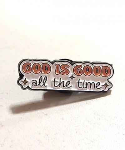 Значок металлический под золото «God is good all the time»