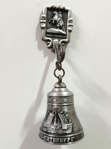 Колокольчик на холодильник под серебро винтажное «Мост и Исаакий», ВЕ 1-20006