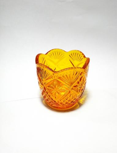 Стакан лампадный, художественная грань (без ножки). Стекло желтое однотонное