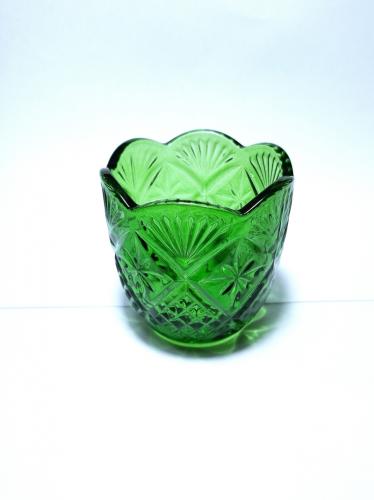 Стакан лампадный, художественная грань (без ножки). Стекло зеленое однотонное