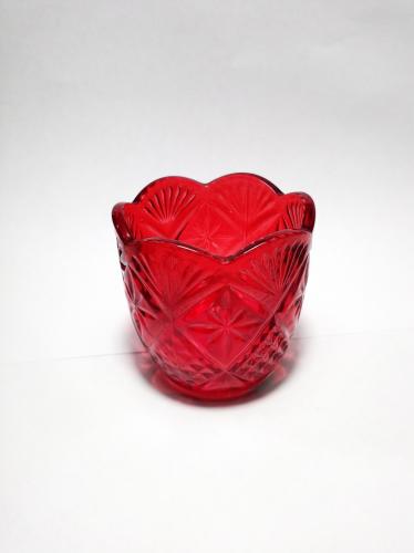 Стакан лампадный, художественная грань (без ножки). Стекло красное однотонное