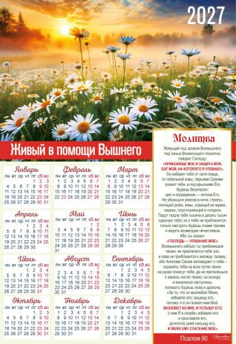 Календарь листовой 34Х49 на 2027 год «Живый в помощи вышнего...». Ромашки (Вдохновение)