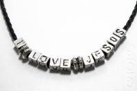 Кулон «I love Jesus», «God loves me» шнур кож., набор букв, металл