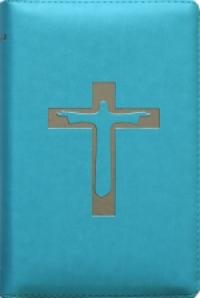 Библия каноническая 048 zti код 33.0 (Иисус-крест,молн.,индекс,винил,цвет голубой., серебр. обрез)