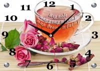 Часы «Мир тебе. Чай с розами» (25*35 см., стекло)