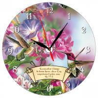 Часы настенные «Благословлю Господа во всякое время. Птичка» (круглый циферблат, d=28 см, стекло)