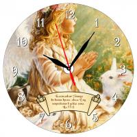 Часы настенные «Благословлю Господа во всякое время. Ангелочек» (круглый циферблат, d=28 см, стекло)
