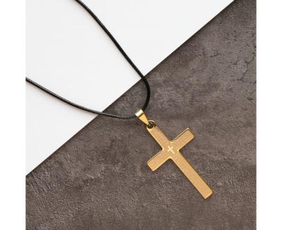 Кулон Крест с молитвой «Отче наш» под золото большой на шнурке