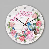 Часы деревянные настенные «Время Господу действовать» Птичка (Дар ангела)