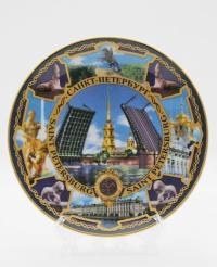 Тарелка фарфор «Мост. Петропавловский собор» 20 см. (Медный всадник)