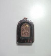 Икона Георгия Победоносца (глина+ деревянный оклад) (48*67 мм)