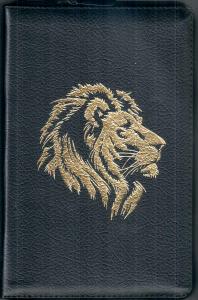 Библия каноническая 055zg (рец. кожа, черная текстурн., золотой лев, на молн., золот. обр) I6 7118
