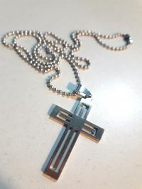 Кулон Крест металлический с П-образными прорезями 48*27 мм