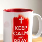 Кружка сувенирная «Keep calm and pray», красная внутри