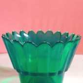 Стакан лампадный стеклянный зеленый «Тюльпан» с ребром для подвешивания