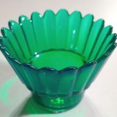 Стакан лампадный стеклянный зеленый «Тюльпан» с ребром для подвешивания