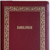 Библия каноническая 076z (кожа, бордо пятнистый, золотая рамка, молн, зол. обр) B4