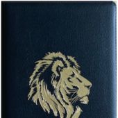 Библия каноническая 076z (кожа, черный пятнистый, золотой лев, на молн, зол. обр) B6