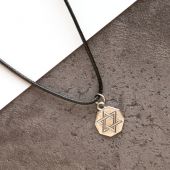 Кулон металлический на шнурке под серебро Звезда Давида на восьмиугольнике
