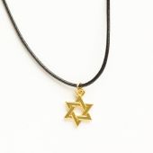 Кулон металлический на шнурке под золото Звезда Давида малая (15 мм)