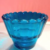Стакан лампадный стеклянный голубой «Тюльпан» с ребром для подвешивания