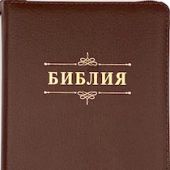 Библия каноническая 055 (кожа, цвет коричневый пятнистый, надпись Библия, золотой обрез),