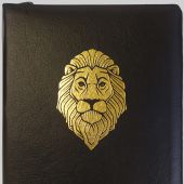 Библия каноническая 076ZTiG («Лев», черный переплет, рец. кожа, молн., золотой обрез, указ., Ваката)
