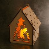 Рождественский домик с подсветкой деревянный, в коробке