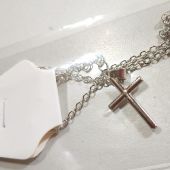 Кулон металлический Крест изящный под серебро 23*12 мм