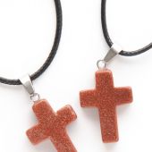 Кулон на шнурке — Крест из камня (авантюрин)