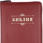 Библия каноническая 048z (бордо пятн. кожаный гибкий переплет, золотой обрез, молния) 24048-13