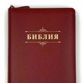 Библия каноническая 048zti (бордовый пятн. кожаный перепл, золотой обр, молния, указ) 24048-4