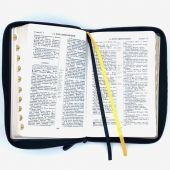 Библия каноническая 048zti (т.-синий пятн. кожаный перепл, золотой обр, молния, указ) 24048-6