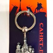 Брелок вертушка Спас-на-крови, металл под черненое серебро 11*3 см