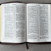 Библия каноническая 076z (коричневая, кожа, Библия с вензелем, зол. обр, молния, указатели)25076-29