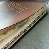 Библия каноническая 076 tig (коричневая, Библия с вензелем, указатели) 25076-33