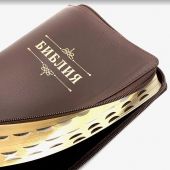 Библия каноническая 076zti (коричневая, слово Библия, молния, указатели) 25076-14