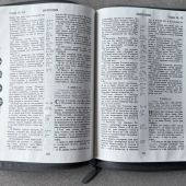 Библия каноническая 076zti (серая,Библия с вензелем, молния, указатели) 25076-23