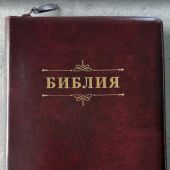 Библия каноническая 076zti (бордовая, Библия с вензелем, молния, указатели) 25076-24